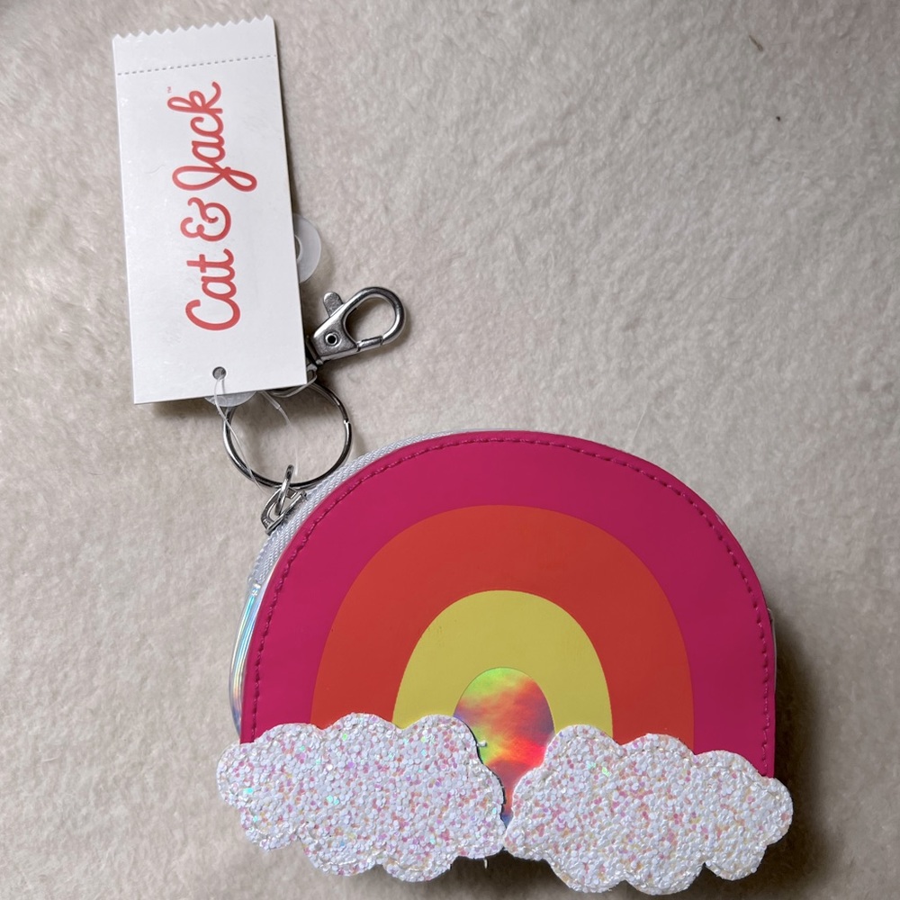 NWT CAT AND JACK RAINBOW CLOUD COIN PURSE  KEYCHAIN - Picture 2 of 6